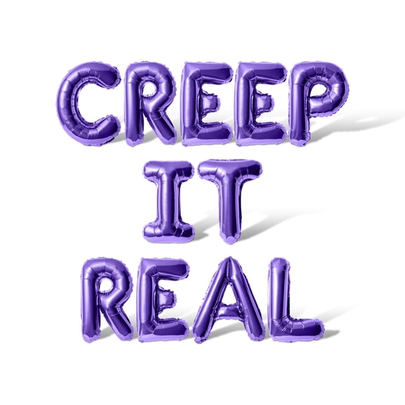 Letter Balloons - CREEP IT REAL 16" Inch Alphabet Letters Foil Mylar Balloon Halloween Party Banner (Purple)