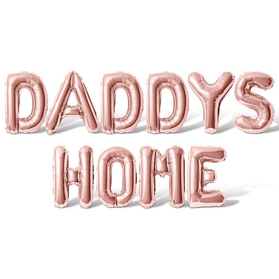 Letter Balloons - DADDYS HOME 16" Inch Alphabet Letters Foil Mylar Balloon Welcome Home Party Banner (Rose Gold)