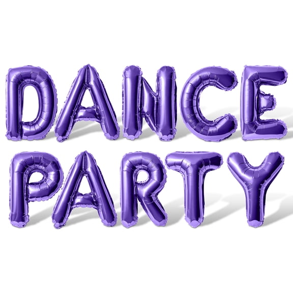 Letter Balloons - DANCE PARTY 16" Inch Alphabet Letters Foil Mylar Balloon Dance Birthday Party Banner (Purple)