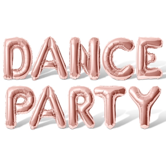 Letter Balloons - DANCE PARTY 16" Inch Alphabet Letters Foil Mylar Balloon Dance Birthday Party Banner (Rose Gold)