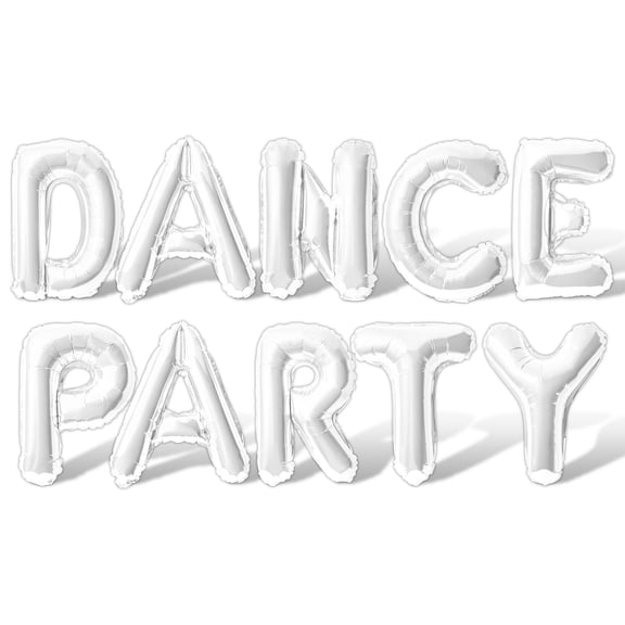 Letter Balloons - DANCE PARTY 16" Inch Alphabet Letters Foil Mylar Balloon Dance Birthday Party Banner (White)