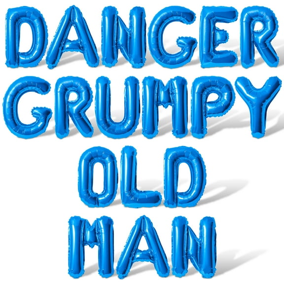 Letter Balloons - DANGER GRUMPY OLD MAN 16" Inch Alphabet Letters Foil Mylar Balloon Senior Birthday Party Banner (Blue)