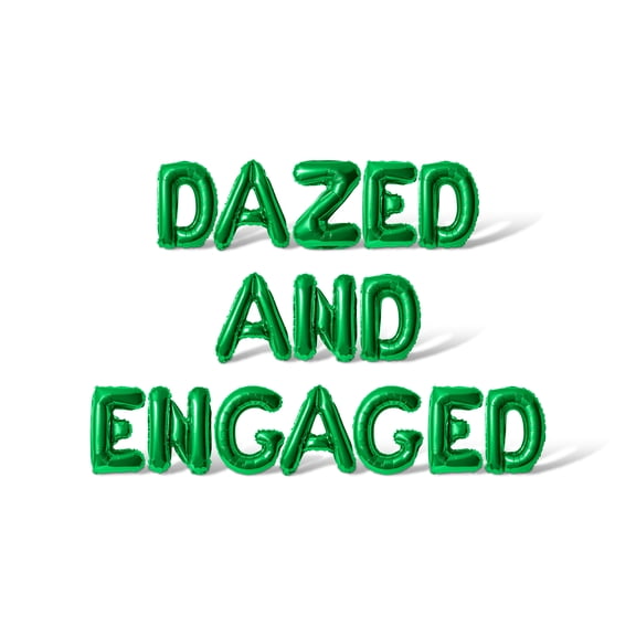 Letter Balloons - DAZED AND ENGAGED 16" Inch Alphabet Letters Foil Mylar Balloon Bachelorette or Bridal Shower Party Banner (Green)