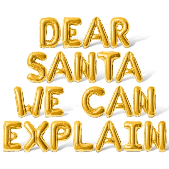 Letter Balloons - DEAR SANTA WE CAN EXPLAIN 16" Inch Alphabet Letters Foil Mylar Balloon Christmas Party Banner (Gold)