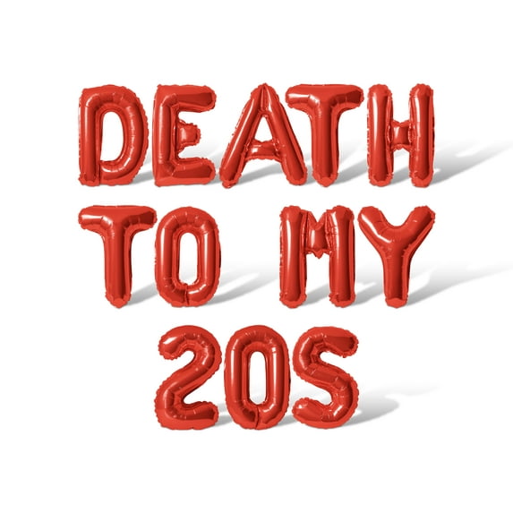 Letter Balloons - DEATH TO MY 20S 16" Inch Alphabet Letters Foil Mylar Balloon Birthday Party Banner (Red)