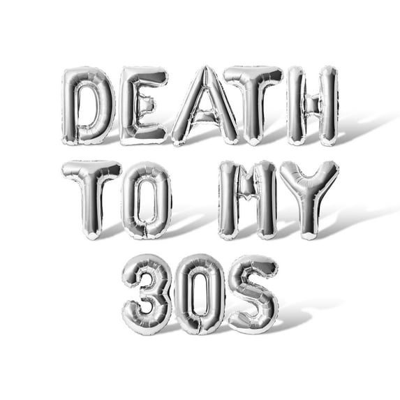 Letter Balloons - DEATH TO MY 30S 16" Inch Alphabet Letters Foil Mylar Balloon Birthday Party Banner (Silver)