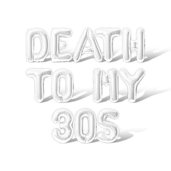 Letter Balloons - DEATH TO MY 30S 16" Inch Alphabet Letters Foil Mylar Balloon Birthday Party Banner (White)