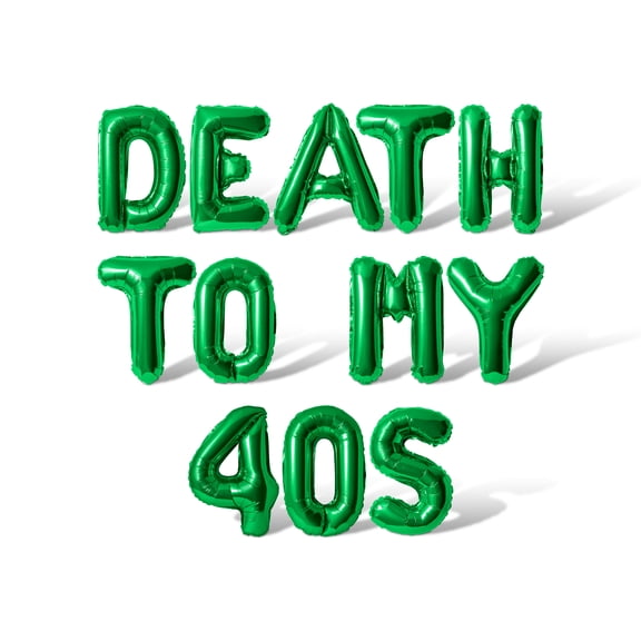 Letter Balloons - DEATH TO MY 40S 16" Inch Alphabet Letters Foil Mylar Balloon Birthday Party Banner (Green)