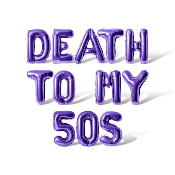 Letter Balloons - DEATH TO MY 50S 16" Inch Alphabet Letters Foil Mylar Balloon Birthday Party Banner (Purple)