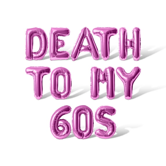 Letter Balloons - DEATH TO MY 60S 16" Inch Alphabet Letters Foil Mylar Balloon Birthday Party Banner (Pink)
