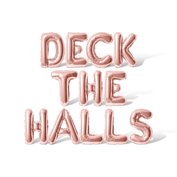 Letter Balloons - DECK THE HALLS 16" Inch Alphabet Letters Foil Mylar Balloon Christmas Party Banner (Rose Gold)