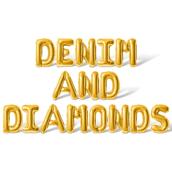 Letter Balloons - DENIM AND DIAMONDS 16" Inch Alphabet Letters Foil Mylar Balloon Bachelorette Party Banner (Gold)