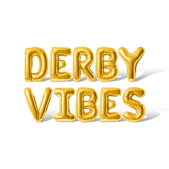 Letter Balloons - DERBY VIBES 16" Inch Alphabet Letters Foil Mylar Balloon Kentucky Derby Day Party Banner (Gold)