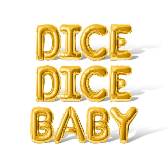 Letter Balloons - DICE DICE BABY 16" Inch Alphabet Letters Foil Mylar Balloon Bachelorette or Bridal Shower Party Banner (Gold)