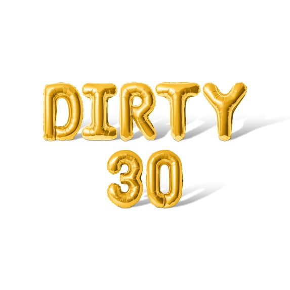 Letter Balloons - DIRTY 30 16" Inch Alphabet Letters Foil Mylar Balloon Birthday Party Banner (Gold)