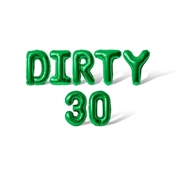 Letter Balloons - DIRTY 30 16" Inch Alphabet Letters Foil Mylar Balloon Birthday Party Banner (Green)