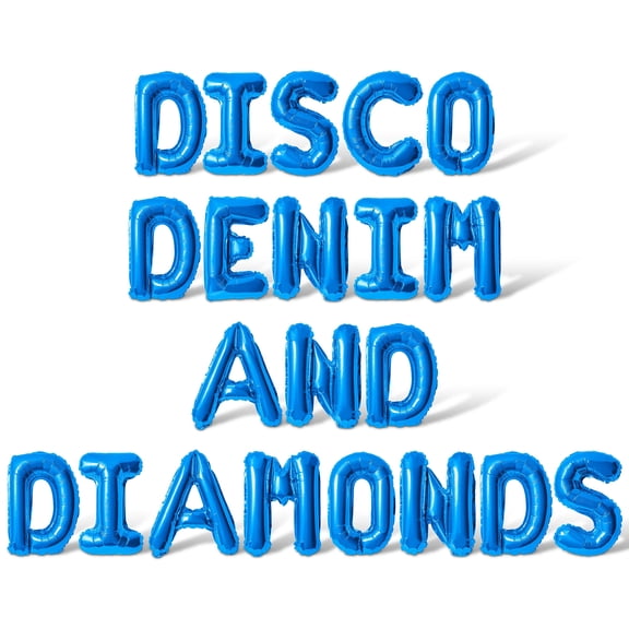 Letter Balloons - DISCO DENIM AND DIAMONDS 16" Inch Alphabet Letters Foil Mylar Balloon Bachelorette Party Banner (Blue)