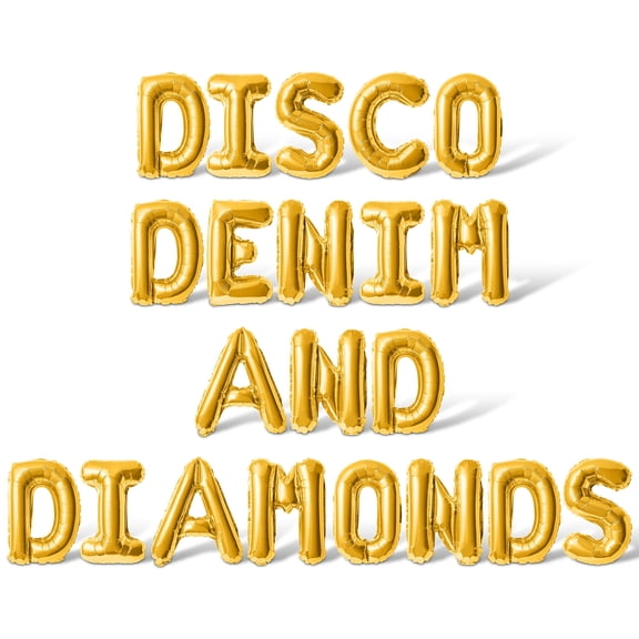 Letter Balloons - DISCO DENIM AND DIAMONDS 16" Inch Alphabet Letters Foil Mylar Balloon Bachelorette Party Banner (Gold)