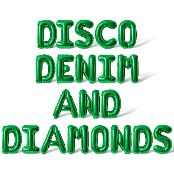 Letter Balloons - DISCO DENIM AND DIAMONDS 16" Inch Alphabet Letters Foil Mylar Balloon Bachelorette Party Banner (Green)