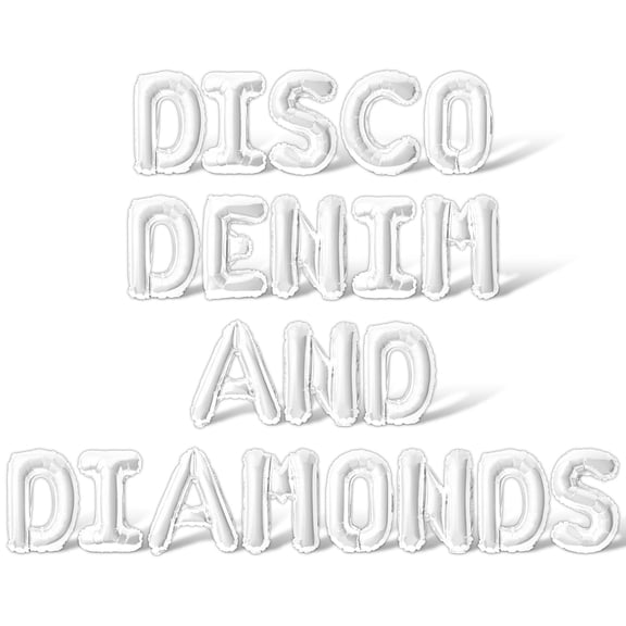 Letter Balloons - DISCO DENIM AND DIAMONDS 16" Inch Alphabet Letters Foil Mylar Balloon Bachelorette Party Banner (White)