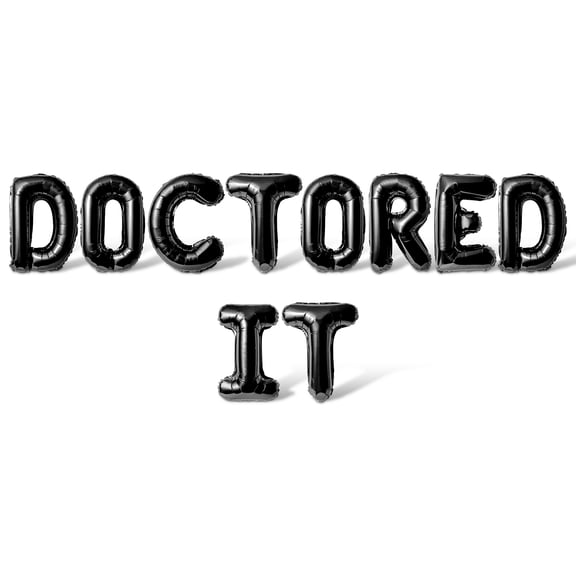 Letter Balloons - DOCTORED IT 16" Inch Alphabet Letters Foil Mylar Balloon Medical School Graduation Party Banner (Black)