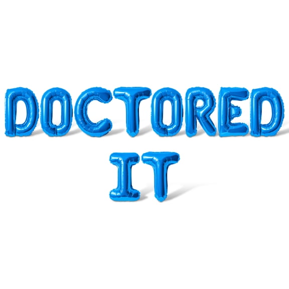 Letter Balloons - DOCTORED IT 16" Inch Alphabet Letters Foil Mylar Balloon Medical School Graduation Party Banner (Blue)