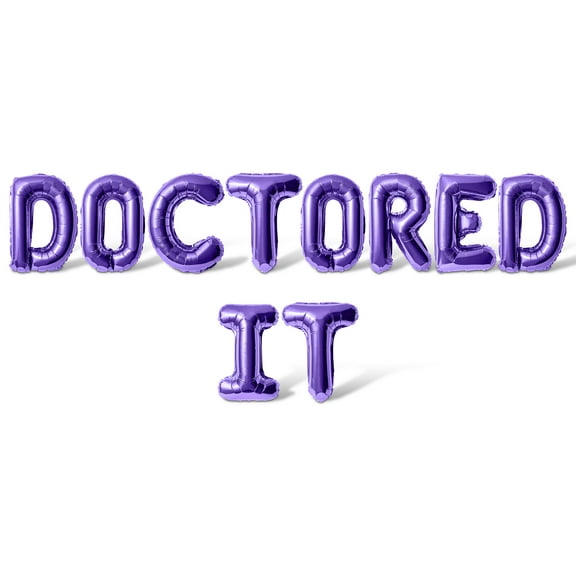 Letter Balloons - DOCTORED IT 16" Inch Alphabet Letters Foil Mylar Balloon Medical School Graduation Party Banner (Purple)