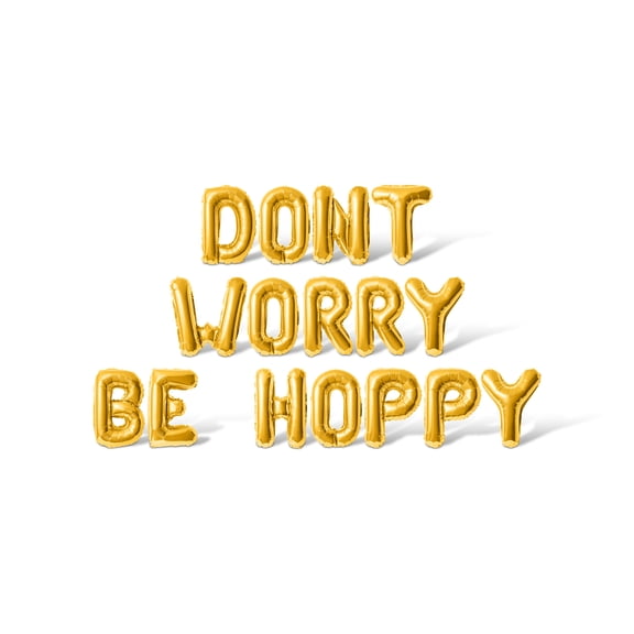 Letter Balloons - DONT WORRY BE HOPPY 16" Inch Alphabet Letters Foil Mylar Balloon Easter Party Banner (Gold)