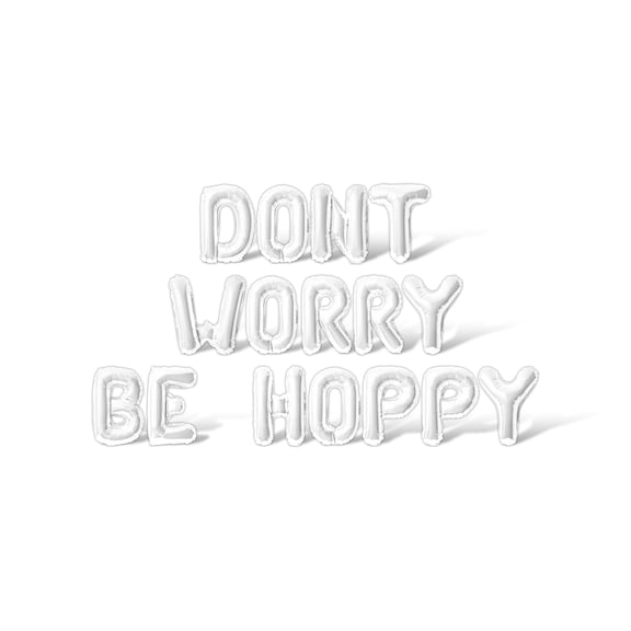 Letter Balloons - DONT WORRY BE HOPPY 16" Inch Alphabet Letters Foil Mylar Balloon Easter Party Banner (White)