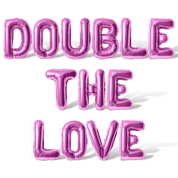 Letter Balloons - DOUBLE THE LOVE 16" Inch Alphabet Letters Foil Mylar Balloon Twin Baby Shower Party Banner (Pink)