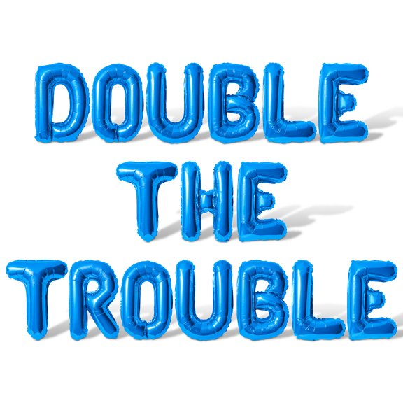 Letter Balloons - DOUBLE THE TROUBLE 16" Inch Alphabet Letters Foil Mylar Balloon Baby Shower Party Banner (Blue)