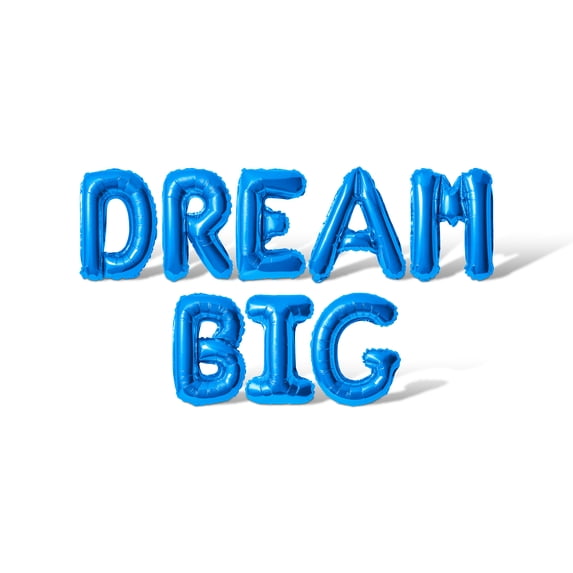 Letter Balloons - DREAM BIG 16" Inch Alphabet Letters Foil Mylar Balloon Graduation Day Party Banner (Blue)