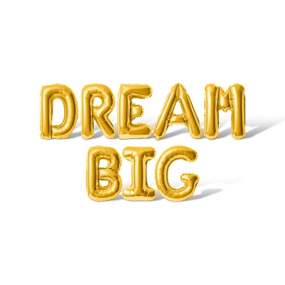 Letter Balloons - DREAM BIG 16" Inch Alphabet Letters Foil Mylar Balloon Graduation Day Party Banner (Gold)