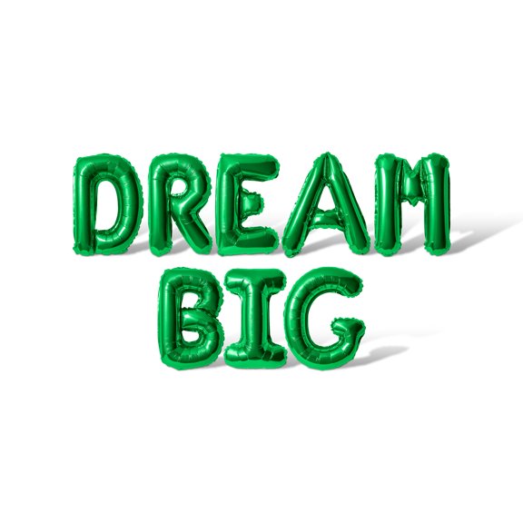 Letter Balloons - DREAM BIG 16" Inch Alphabet Letters Foil Mylar Balloon Graduation Day Party Banner (Green)