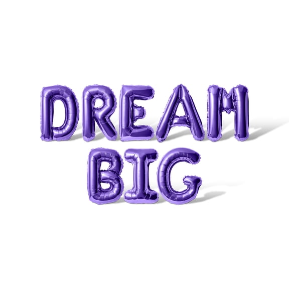 Letter Balloons - DREAM BIG 16" Inch Alphabet Letters Foil Mylar Balloon Graduation Day Party Banner (Purple)