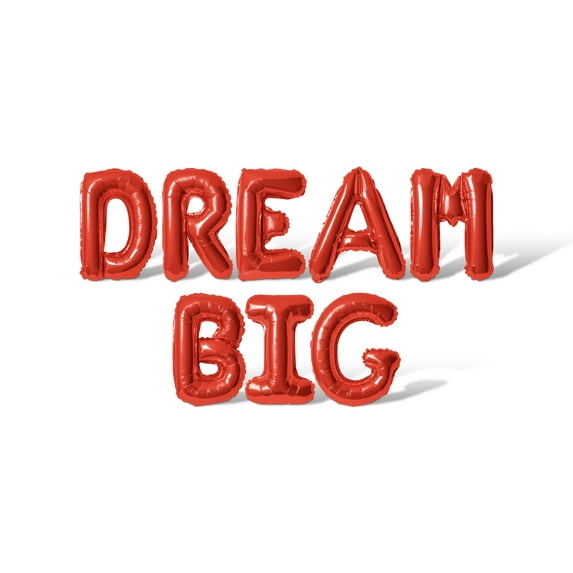Letter Balloons - DREAM BIG 16" Inch Alphabet Letters Foil Mylar Balloon Graduation Day Party Banner (Red)