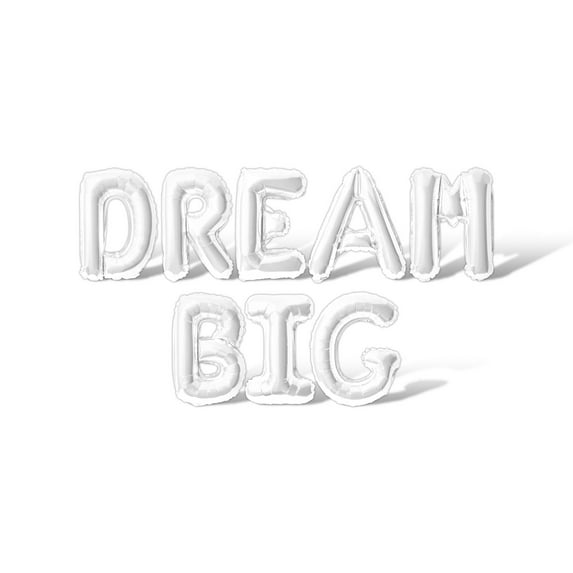 Letter Balloons - DREAM BIG 16" Inch Alphabet Letters Foil Mylar Balloon Graduation Day Party Banner (White)