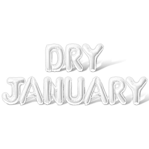 Letter Balloons - DRY JANUARY 16" Inch Alphabet Letters Foil Mylar Balloon Dry January Party Banner (White)