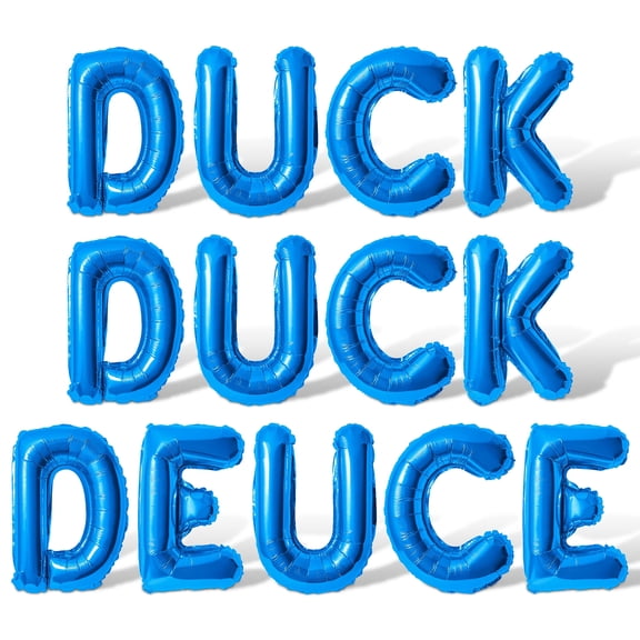 Letter Balloons - DUCK DUCK DEUCE 16" Inch Alphabet Letters Foil Mylar Balloon 2nd Birthday Party Banner (Blue)