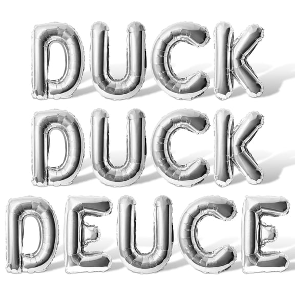Letter Balloons - DUCK DUCK DEUCE 16" Inch Alphabet Letters Foil Mylar Balloon 2nd Birthday Party Banner (Silver)