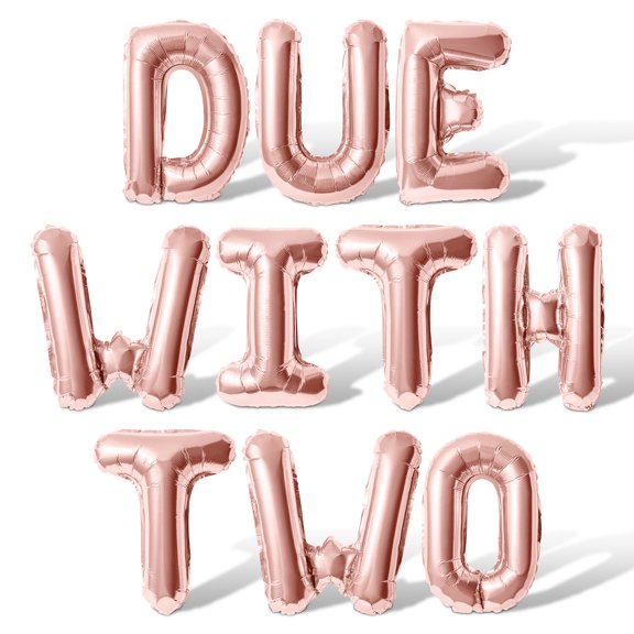 Letter Balloons - DUE WITH TWO 16" Inch Alphabet Letters Foil Mylar Balloon Twins Baby Shower Party Banner (Rose Gold)
