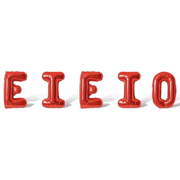Letter Balloons - E I E I O 16" Inch Alphabet Letters Foil Mylar Balloon Birthday Party Banner (Red)