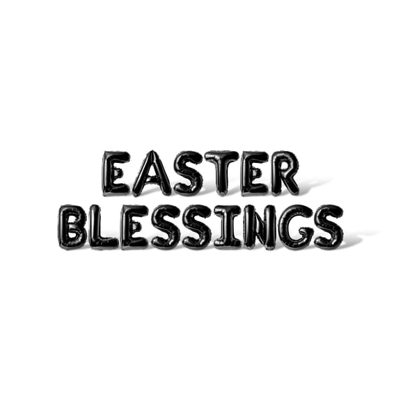 Letter Balloons - EASTER BLESSINGS 16" Inch Alphabet Letters Foil Mylar Balloon Easter Party Banner (Black)