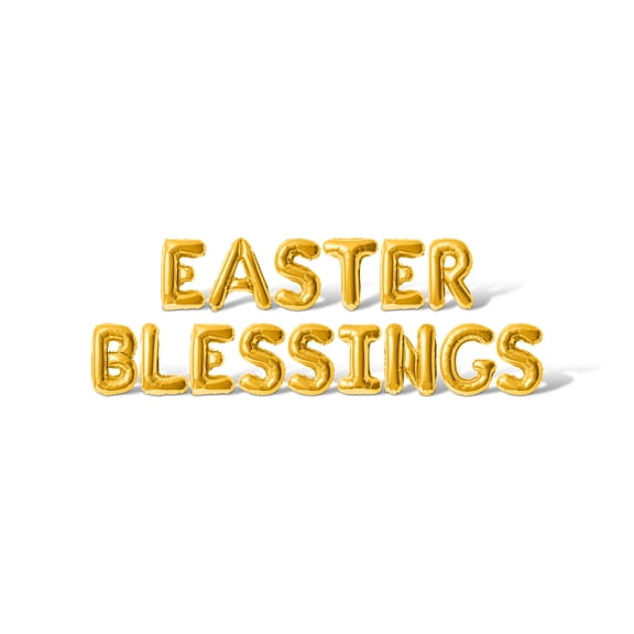 Letter Balloons - EASTER BLESSINGS 16" Inch Alphabet Letters Foil Mylar Balloon Easter Party Banner (Gold)
