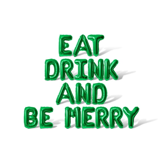 Letter Balloons - EAT DRINK AND BE MERRY 16" Inch Alphabet Letters Foil Mylar Balloon Christmas Party Banner (Green)
