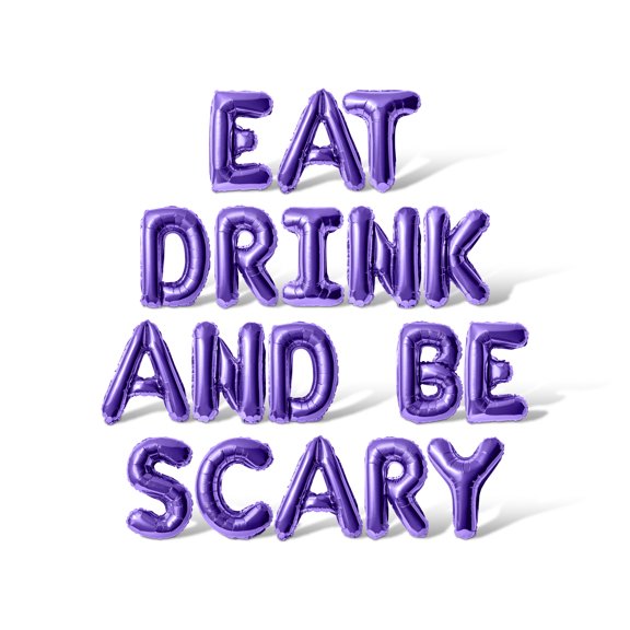 Letter Balloons - EAT DRINK AND BE SCARY 16" Inch Alphabet Letters Foil Mylar Balloon Halloween Party Banner (Purple)