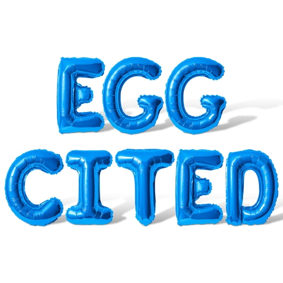 Letter Balloons - EGG CITED 16" Inch Alphabet Letters Foil Mylar Balloon Easter Party Banner (Blue)