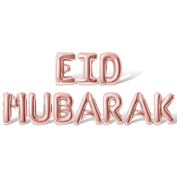 Letter Balloons - EID MUBARAK 16" Inch Alphabet Letters Foil Mylar Balloon Blessed Feast Festival Party Banner (Rose Gold)