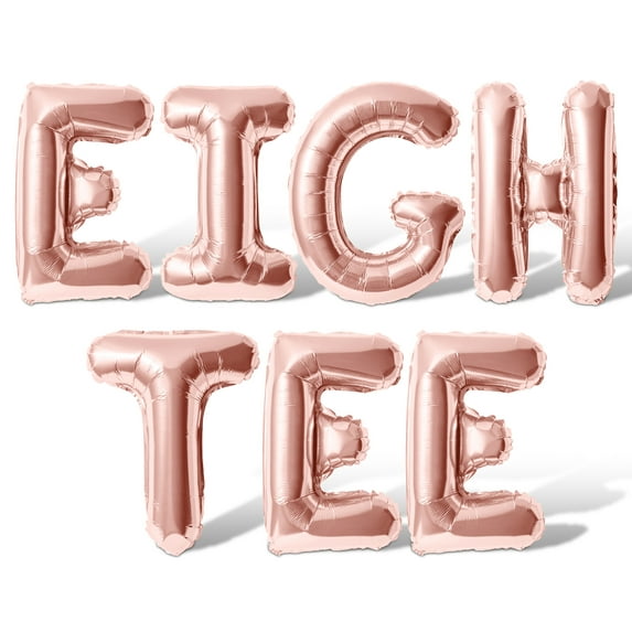 Letter Balloons - EIGH TEE 16" Inch Alphabet Letters Foil Mylar Balloon 80th Birthday Party Banner (Rose Gold)
