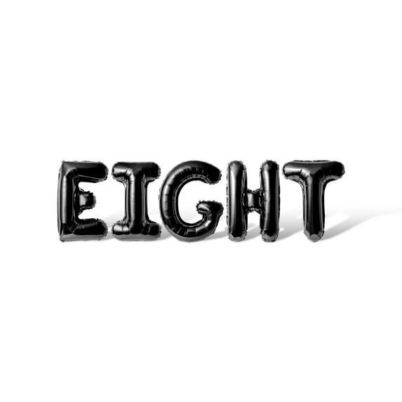 Letter Balloons - EIGHT 16" Inch Alphabet Letters Foil Mylar Balloon Birthday Party Banner (Black)
